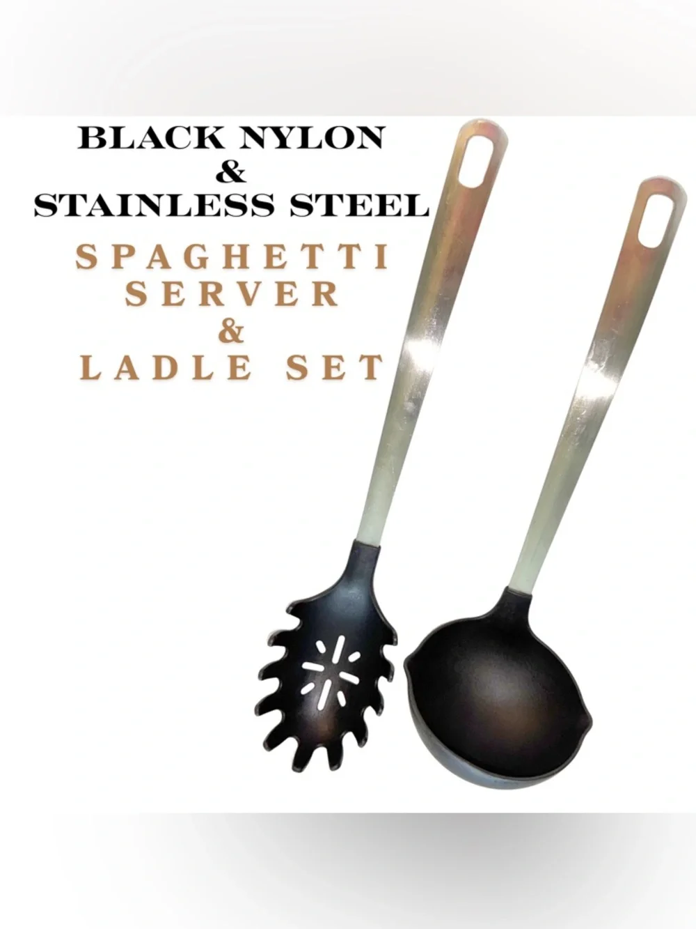 Barely Used Black Nylon Spaghetti Server & Ladle Set – Kitchen Must-Have!